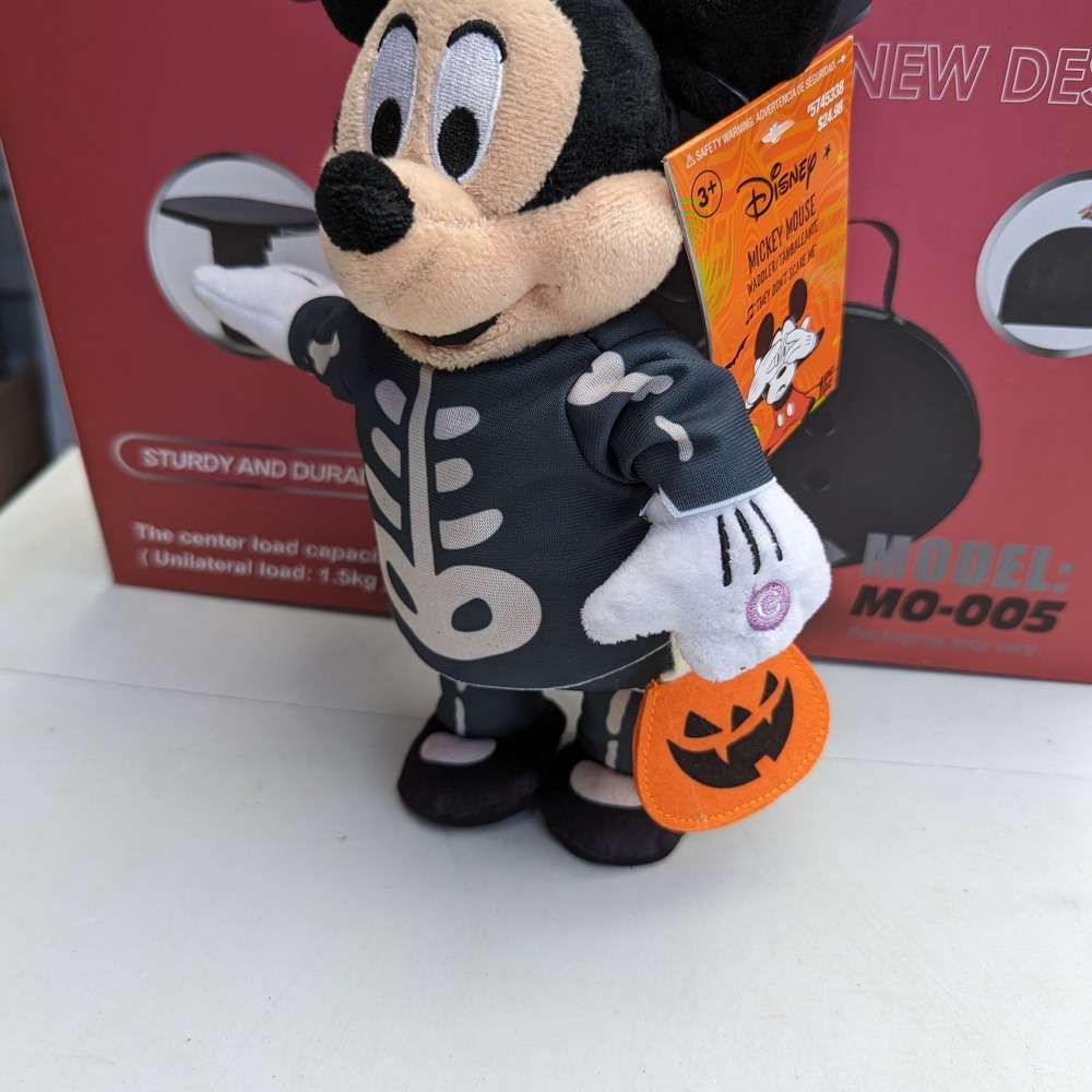 11 Inch Disney Mickey Mouse Skeleton Animated Musical Plush Waddler